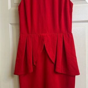 ERIN by Erin Fetherston Peplum Dress Womens 8 Red Sleeveless Petal Sheath New